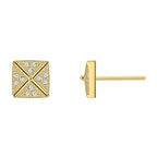 E0555 Trendy New Design Earrings for Women Simple Square Micro Inlaid White Zircon Hot Selling Stud Earrings