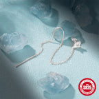 S925Sterling Silver Chain Tassel Flower Inlaid Diamond Earrings Ear Thread Ear Studs Korean and Japanese Style Earrings for Women