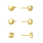 E0796 Minimalist Small Round Arc Lace Pyramid Heart-shaped Earring Set gold Cool Style Earrings