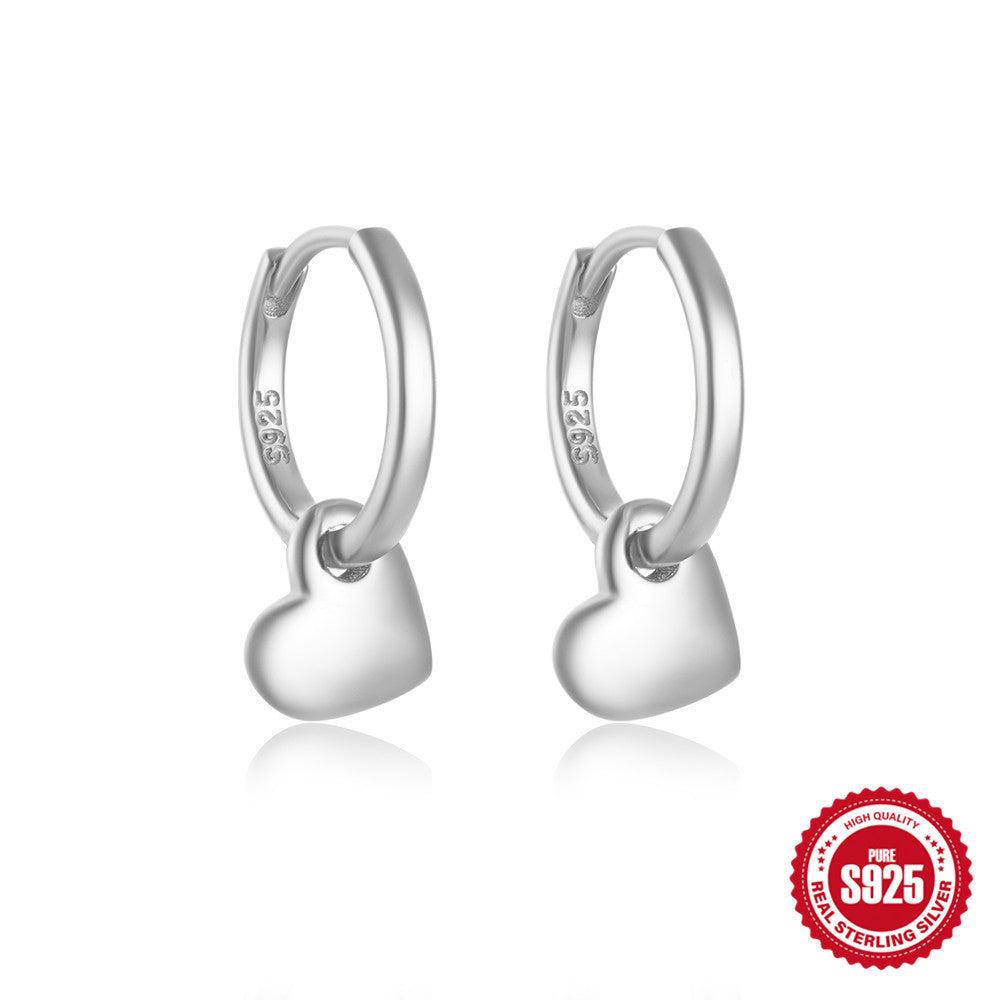 Classic925Sterling Silver Inlaid Diamond Hoop Earrings Heart Devil's Eye Ear Cuff Earrings Hot Sale Minimalist Style Ear Jewelry