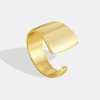 R0203 Minimalist Irregular Open Ring for Women Metal Copper Plated18k Real Gold