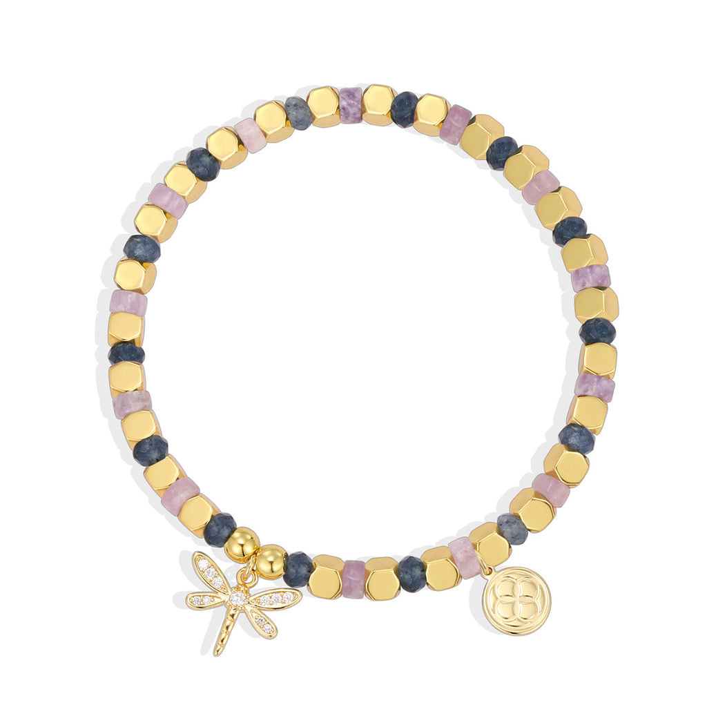 B0291 Vacation Ocean Dragonfly Inlaid Zircon Beaded Bracelet