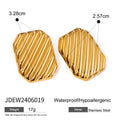 Geometric Wave Stainless Steel Gold-Plated Earrings — product styling — jewelry finish and design detail