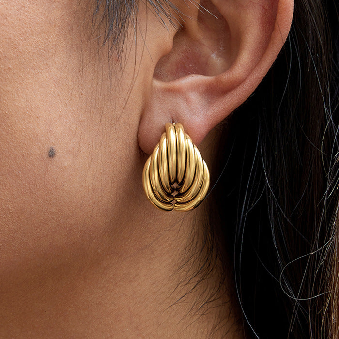 2H Heart-shaped Earrings for Women, Non-fading Stainless Steel Earrings