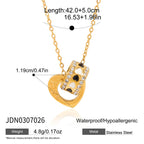 Rhinestone Circle Bead Necklace Accessories for Women Collarbone Chain Non-Fading Stainless Steel Jewelry