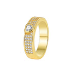 R0354 Fashion Ring for Women Brass Gold-Plated Simple Heart-Shaped Zircon Ring