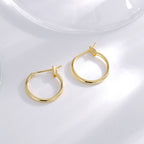E0307 Simple Versatile Geometric Round Small Hoop Earrings for Women, Multiple Sizes, Gold-Plated Minimalist Ear Cuffs