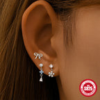 New S925Silver Moon Star Pendant Earrings Twist Ball Threaded Ear Bone Studs Hot Selling Cartilage Piercing Jewelry