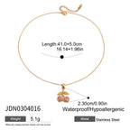 Stainless Steel Cherry Zircon Necklace Jewelry for Women, Non-Fading Choker Accessories