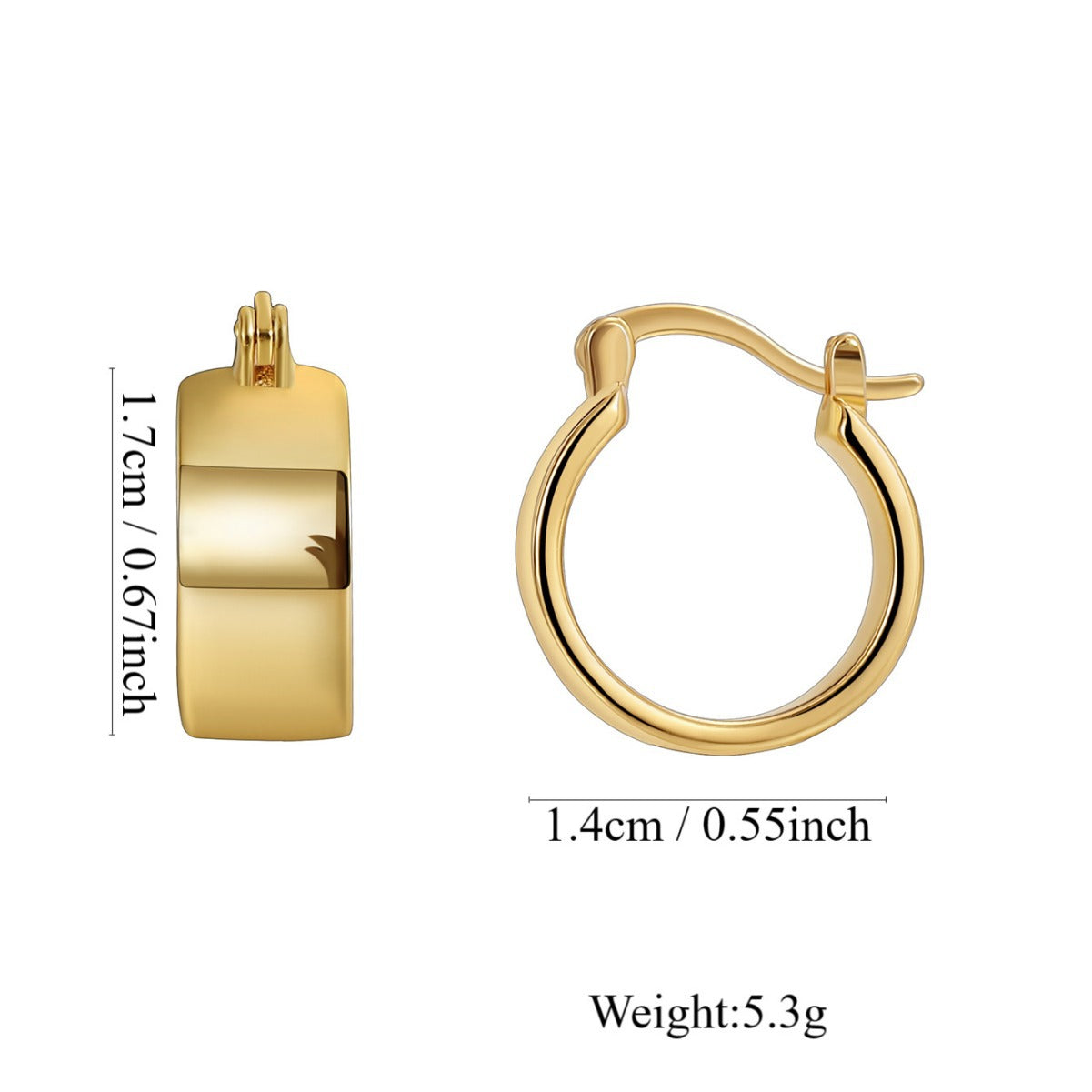 E0451 Simple Design Glossy Surface Curved Earrings for Women Brass Gold Plated Fashion Ear Accessories