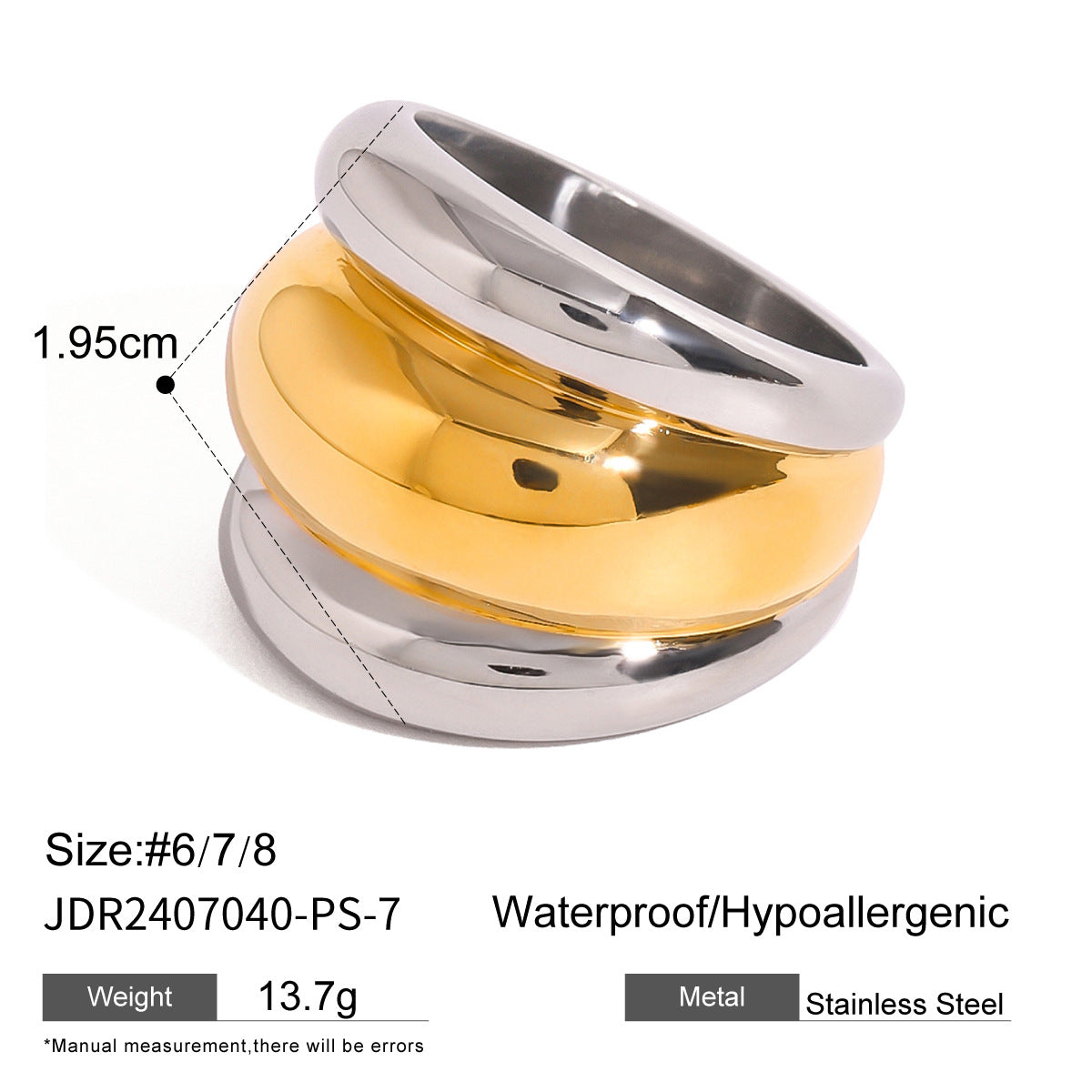 Color Block Ring Non-Fading Jewelry Stainless Steel Accessories for Women