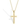 18K Gold-Plated Brass Cross Layered CZ Pendant Necklace with a layered design profile — jewelry finish and design detail
