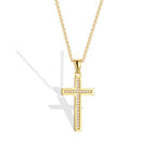 N0313 American Style Inlaid Diamond Cross Zircon Necklace for Men Copper Plated18K Gold Pendant Double Layer Clavicle Chain