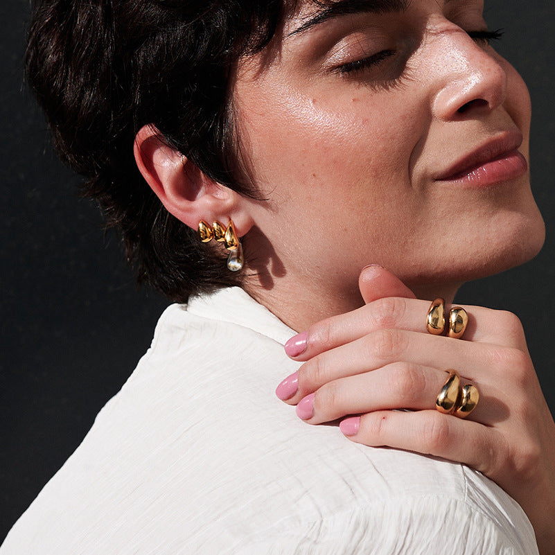 Water Drop Earrings Front and Back Style Earrings Non-Fading Ear Jewelry Stainless Steel Accessories