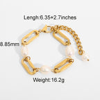 Stainless Steel Jewelry Non-Fading Pearl Bracelet Gold Plated