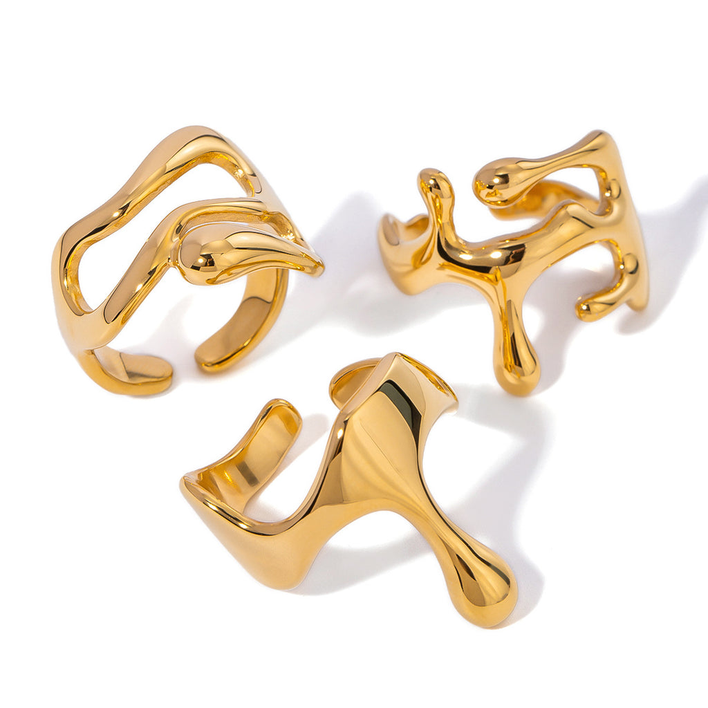 2H Stainless Steel Exaggerated Ring gold Open rings Ornament
