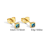 E0032 Simple Geometric Square Zircon Earrings for Women Gold-Plated Ear Studs925Silver Needle Jewelry