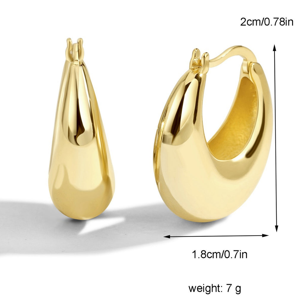 E0284 Fashionable Modern Arc-Shaped Brass Gold-Plated Earrings Simple Chubby C Women's Earrings