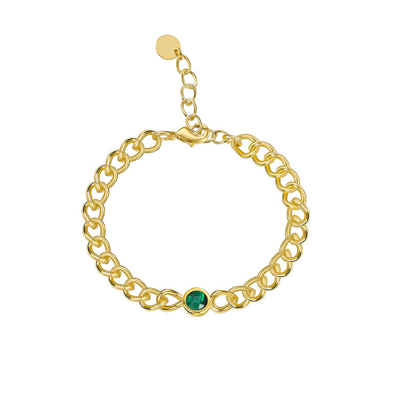B0128 Hip-hop Style Fashion Design Bracelet for Women Simple with Green Zircon