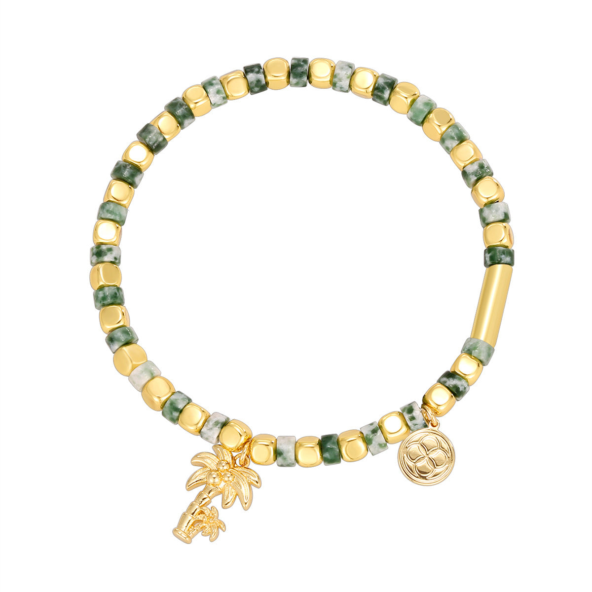 CYB0234 Copper plating14k Golden Coconut Tree Beach Bohemian Vacation Design Bracelet