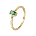 R0250 French Fashion Simple Square Zircon Ring for Women Fresh Versatile Design Ring