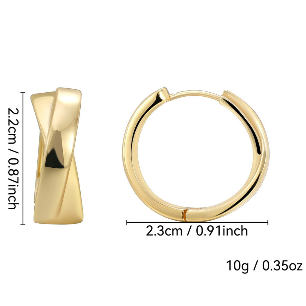 E0226Round Face Plain Hoop Earrings Fashion Gold-Plated Smooth Ear Cuff Hoop for Women