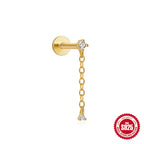 S925Sterling Silver Geometric Star Inlaid with Diamonds Fashion Flat Head Piercing Threaded Ear Bone Stud New Hot-Selling Earrings for Women