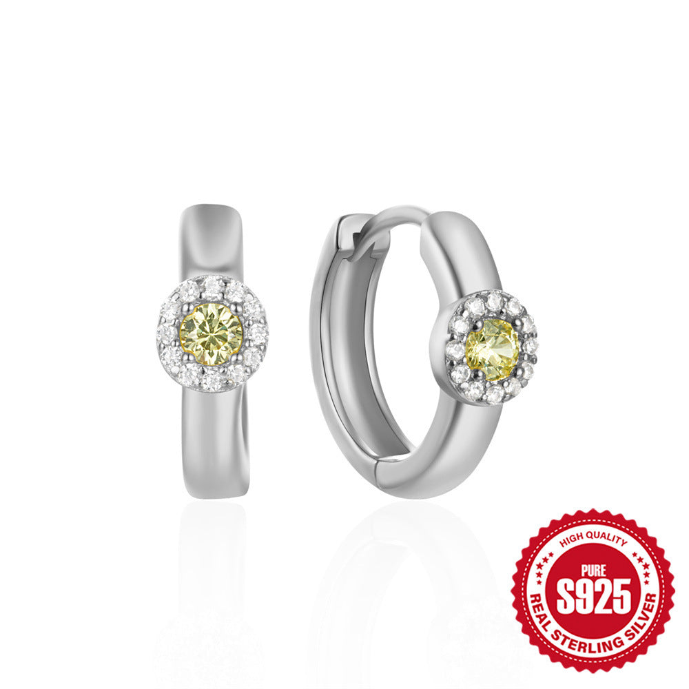 S925Sterling Silver Heart Geometric Inlaid Diamond Hoop Earrings Hot Sale Irregular Ear Clips Earrings for Women