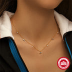 S925 Sterling Silver Devil Eye Zircon Collarbone Necklace
