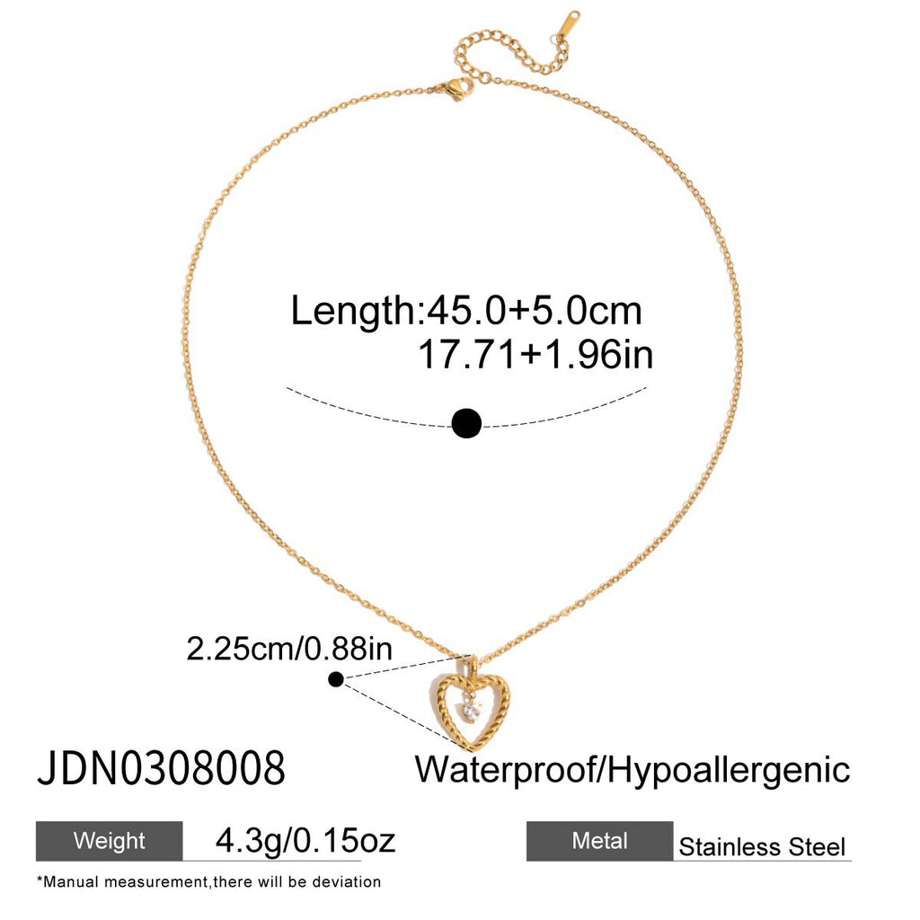 2H 18K Gold Cross Necklace Zircon Collarbone Chain Stainless Steel Jewelry for Women