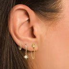 S925Pure Silver Earrings Minimalist Geometric Round Bead Stud Earrings Hoop Earrings Korean Style Earrings