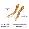 Tassel Gold-Plated Stainless Steel Drop Earrings — material detail — jewelry finish and design detail