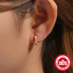 New925Sterling Silver Double Layer Cross Inlaid Diamond Hoop Earrings Ear Clips Ear Jewelry Hot Sale Minimalist Style Earrings