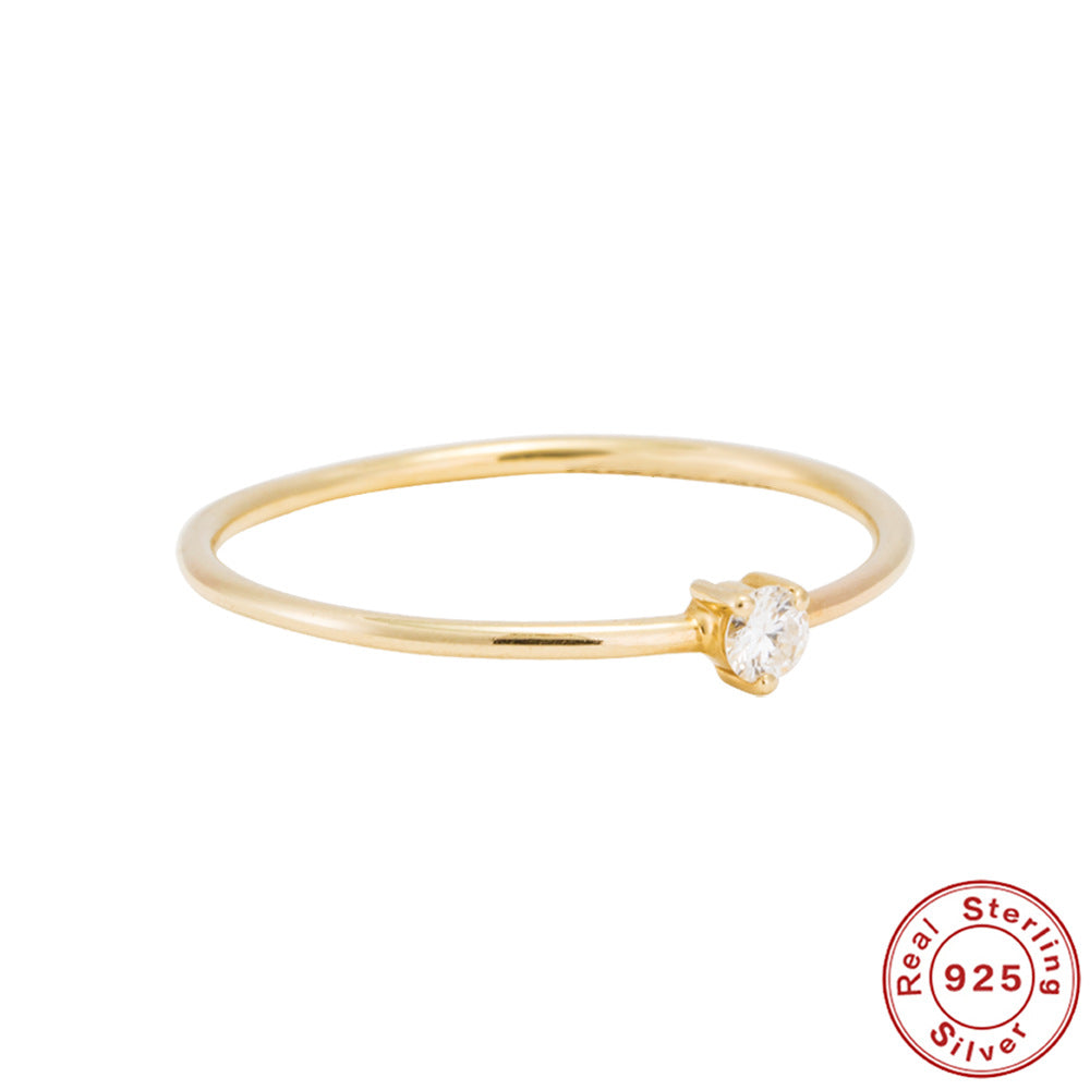 Authentic D Moissanite Diamond Ring0.1Classic Three-Prong S925Sterling Silver Plated18k Gold Proposal Ring for Women