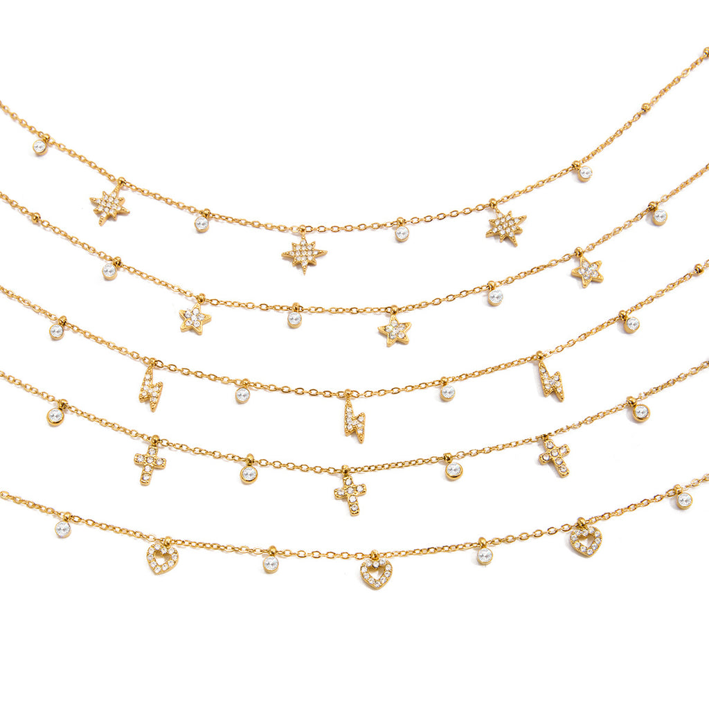 Zircon Necklace Women's Collarbone Chain Non-Fading Stainless Steel Jewelry