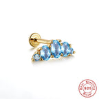 S925Sterling Silver Butterfly Inlaid Diamond Pearl Spiral Ear Cuff Hot Sale16G Flat Head Piercing Ear Cuff Jewelry