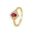 Gold-Plated Brass Vintage-Inspired Red CZ Ring with Cubic zirconia Detail for private-label fashion jewelry buyers