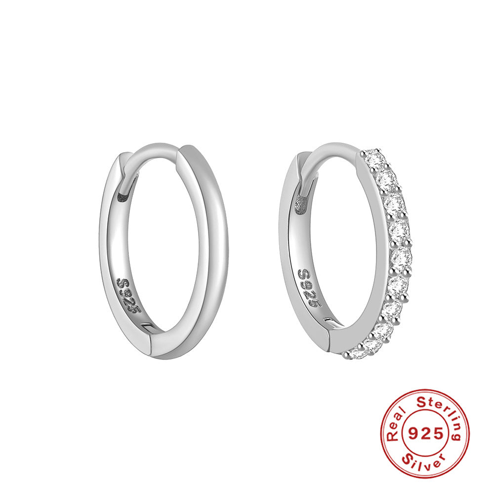 S925Sterling Silver Curved Wave Two-tone Diamond-studded Earrings Hoop Earrings Classic Hot-selling Trendy Ear Jewelry Earrings