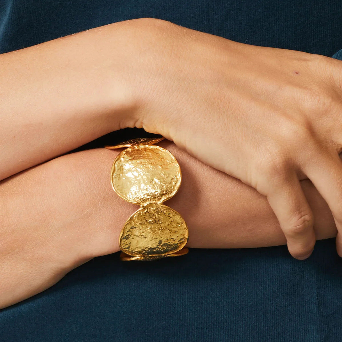 Hammered Open Bracelet Jewelry Non-Fading Stainless Steel Accessories for Women