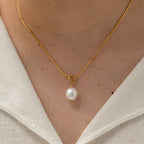 Fresh Stainless Steel Necklace Non-Fading Simple Chain Natural Pearl Pendant Necklace Trendy Jewelry