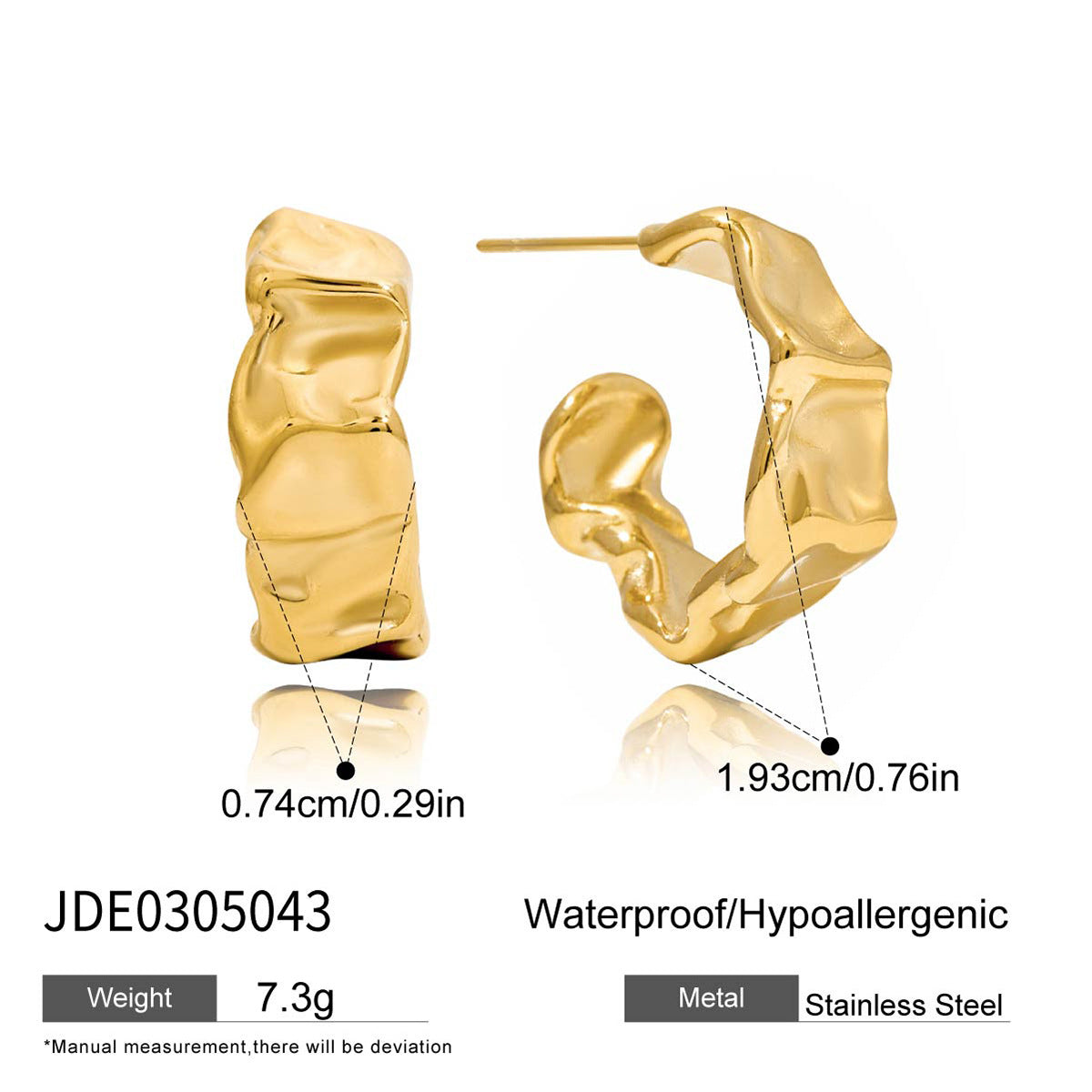 Stainless Steel c Shaped Earrings Non-Fading Ear Jewelry Accessories for Women