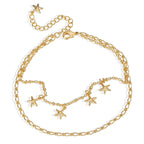 A0014 Jewelry Starfish Tassel Chain Simple Design Anklet for Women Brass Gold-Plated Foot Jewelry