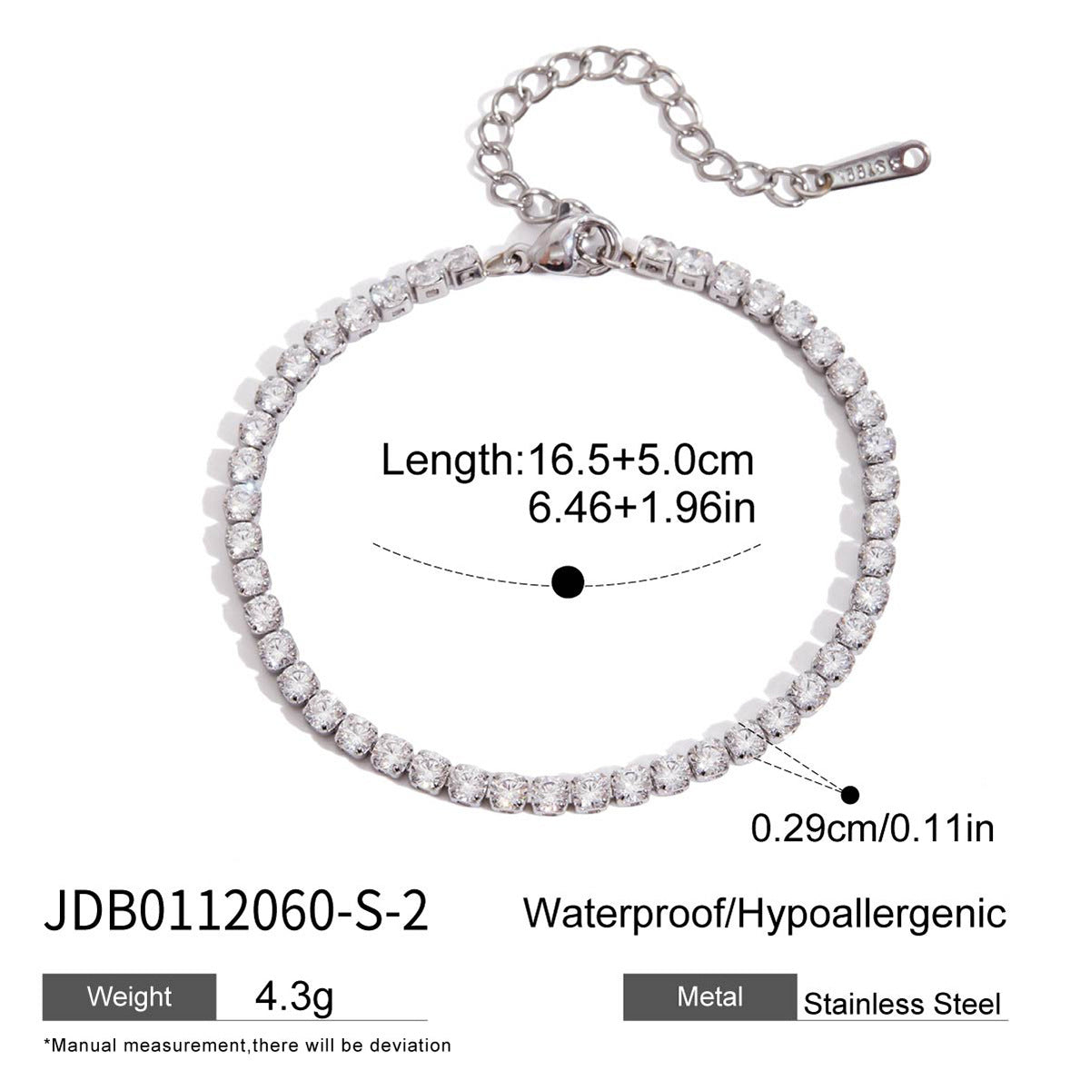 Stainless Steel Zircon Bracelet Women's Non-Fading Jewelry