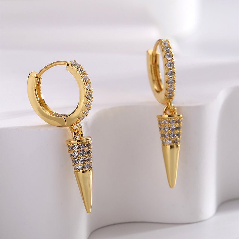 E0659 Fashion Design Earrings for Women Elegant Cone-Shaped Zirconia Drop Earrings