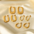 2H Fashionable Simple  Earrings Studs 18K Gold Stainless Steel Geometric Earrings Jewelry for Women
