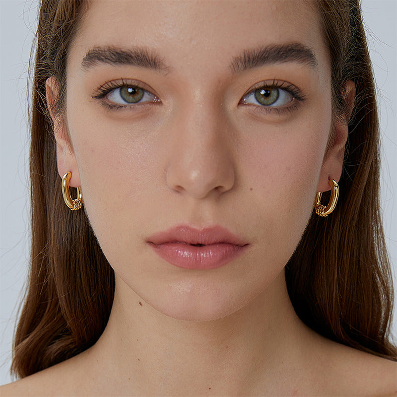 E0480 Korean Style Minimalist Knot Braided Smooth Minimalist Earrings for Women Modern Simple Style Earrings