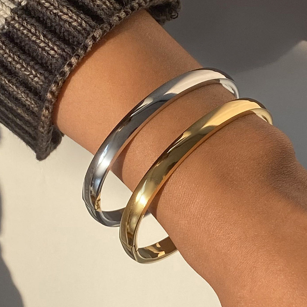 Stainless Steel Plain Ring Bracelet Smooth Clasp Bangle Bracelet