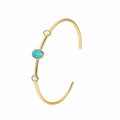 Gold-Plated Brass Geometric Turquoise Bangle Bracelet with gold-tone brass construction — jewelry finish and design detail