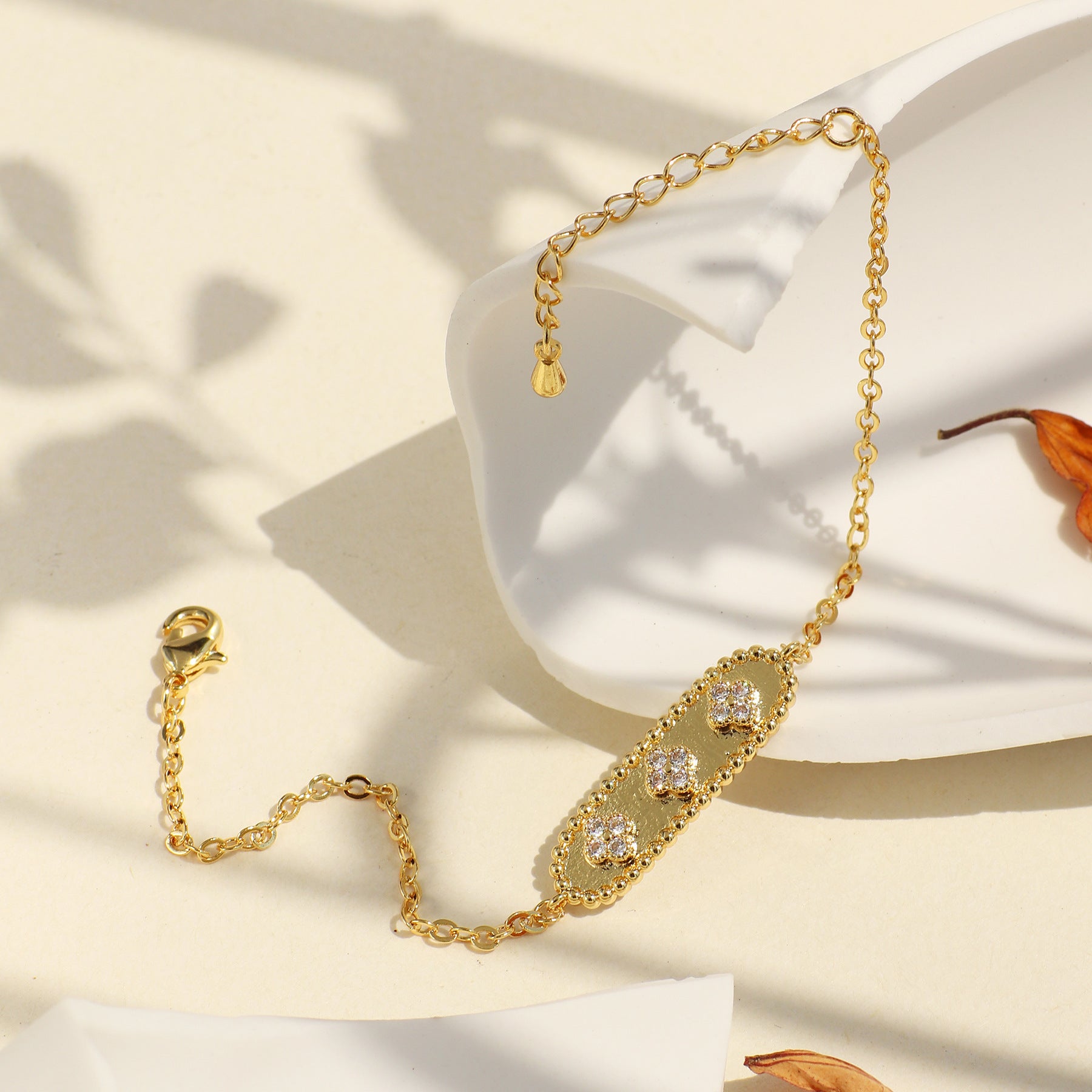 Fashion Retro Best Friend Bracelet for Women Copper Inlaid Zircon Style Jewelry