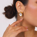 2H Zircon Earrings18K Stainless Steel Earrings Set Non-Fading Jewelry for Women